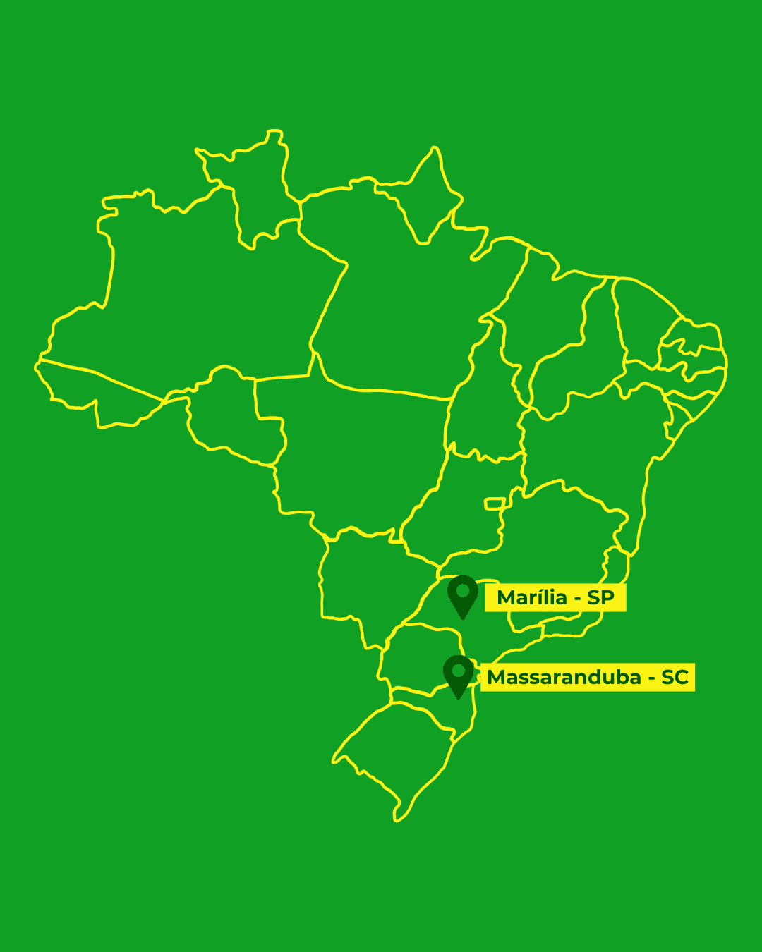 Mapa do Brasil destacando Santa Catarina, Paraná e São Paulo